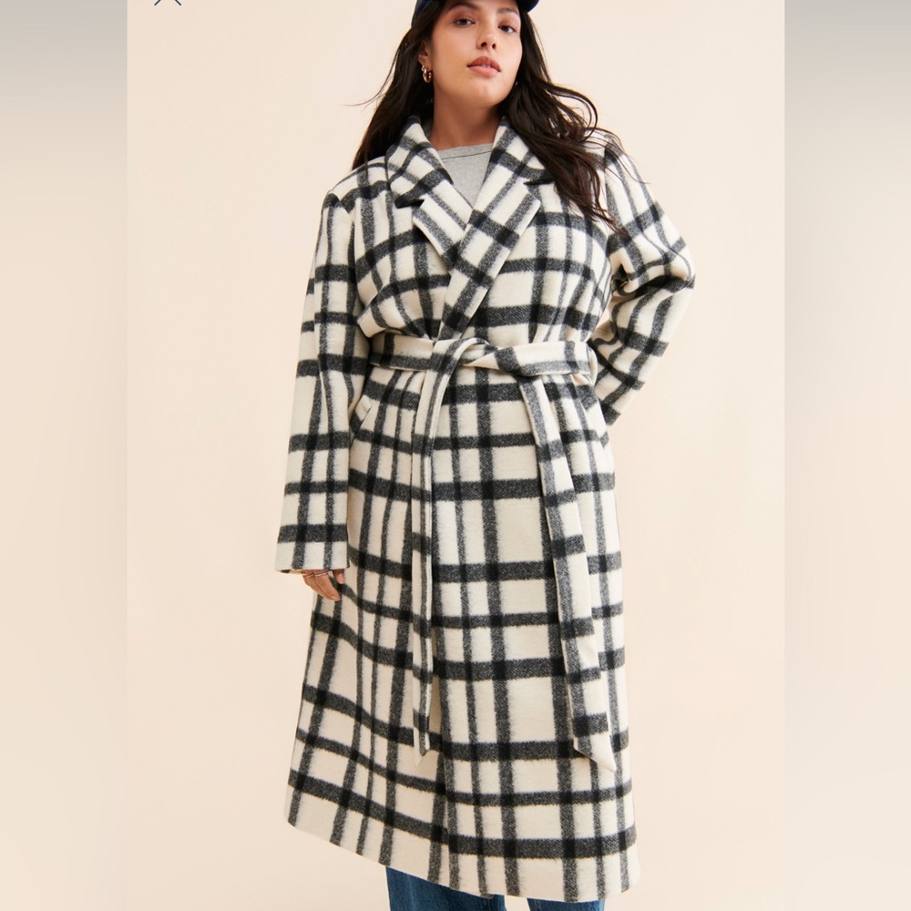 Hutch Plaid Tie Front Overcoat